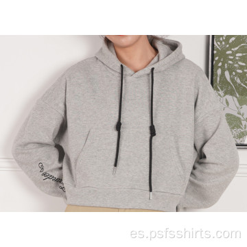 Sudaderas con capucha de diseño corto con color sólido